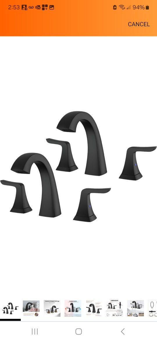 Matte Black Bathroom Faucets(2 Pack) Bathroom Faucets Widespread Bathroom Faucet for Sink 3 Hole - 2-Handles Faucet with Pop Up Drain Assembly and 2 W