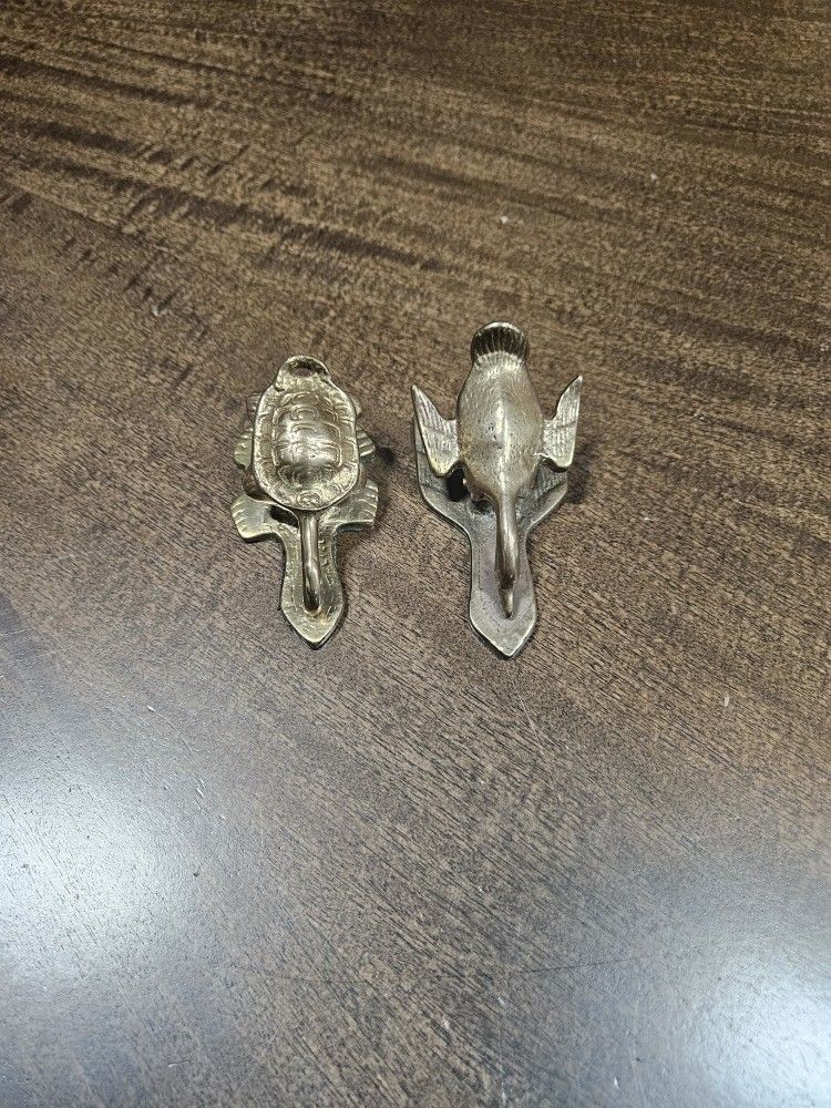 Vintage Early 1900's Solid Brass (Duck & Turtle) Paperweight/Paperclip Lot