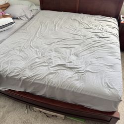 California King Mattress, Box Springs And Metal Frame (not Wooden One Shown) 