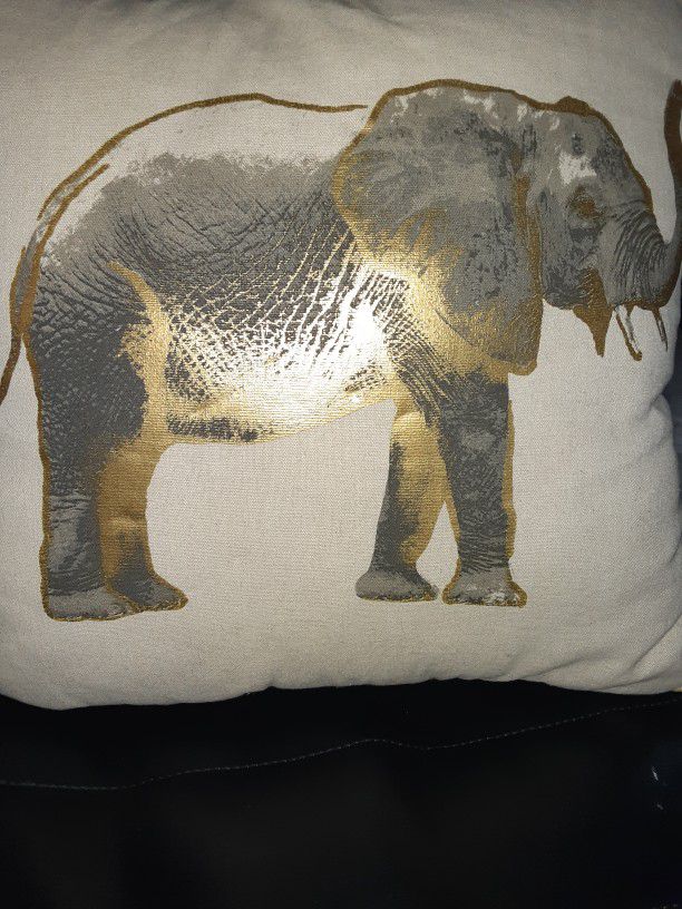 Elephant Grey And Gold Throw Pillow.  Bohemian 