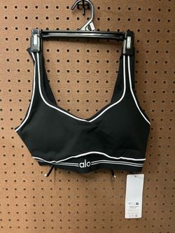 Alo Yoga Airbrush Heart Throb Bra Black White Trim Size M / 8