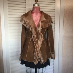 Fringe Shearling long Jacket Sz 4-6