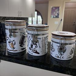 Studio Nova Café Coffee Motif Ceramic Canisters