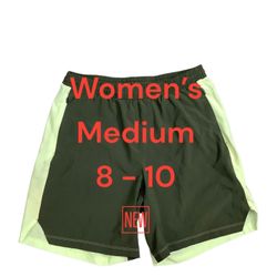 Women's all in motion Medium 8 - 10 Shorts Olive Lime Woven Activewear Athletic