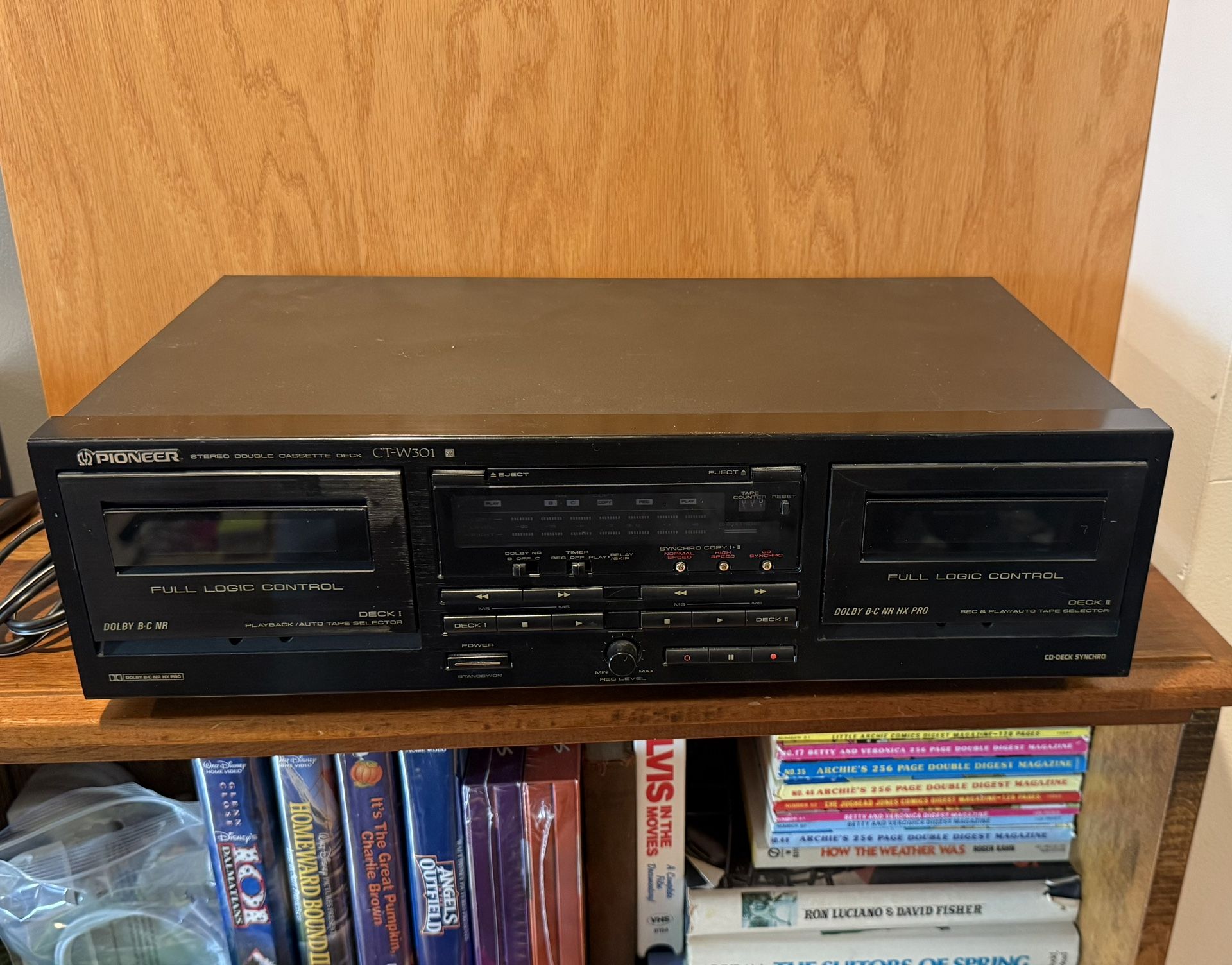Vintage Pioneer Stereo Dual Cassette Tape Deck Player Recorder CT-W301
