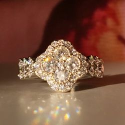 Authentic Moissanite Diamond Ring In Sterling Silver 