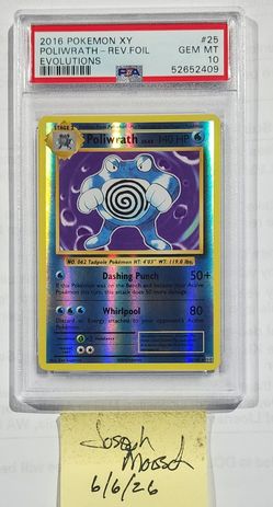 FS/NFT - POKEMON PSA 10 - 2016 POLIWRATH REV. FOIL XY EVOLUTIONS #25 LOW POPULATION