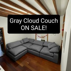 Gray Cloud Modular Sectional Couch Sofa 