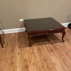 Mahogany coffee table with glass