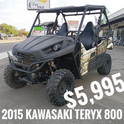 2015 KAWASAKI TERYX 800 $5,995 cash price plus taxes and fees
