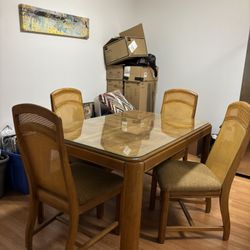Oak Dining Table With Chairs (4) 