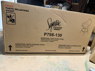 Signature Design by Ashley Seton Creek Outdoor Bar Height Barstool with Cushion (Set of 2)