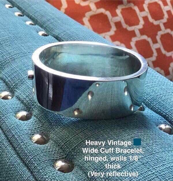 Sterling Silver 925 Cuff hinged bracelet. 1” tall . Walls are solid 1/8” thick. “Mexico”. Excellent Condition.