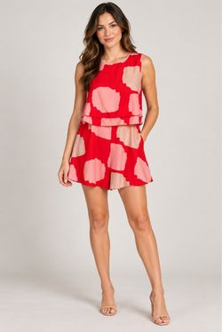 SHEIN Red & Pink Printed Romper – Size M