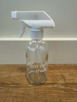 Clear 8” Glass Spray Bottle with White Trigger Sprayer