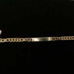 14KT Two Tones Cuban Link Figaro Bracelet 39638-2