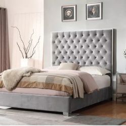 Louisa Upholstered King Size Bed Frame only
