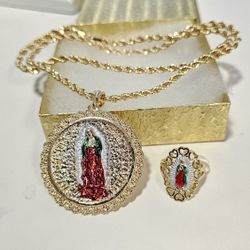 I Deliver I Ship 14k Gold Plated Chain And Pendant With Matching Ring