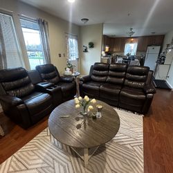 Reclining Leather Couches Set.