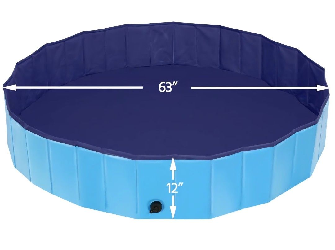 MorTime Foldable Dog Pool Portable Vinyl Pet Bathtub 63" Round x 12" Deep