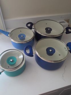 4-Piece Nonstick Cookware Pot & Pan Set with Glass Lids