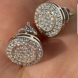 Real 925 Silver Iced Moissanite Hip Hop Earrings Studs Pass Diamond Tester