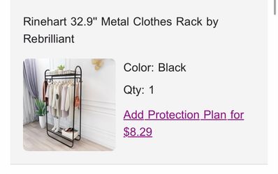 Rinehart 32.9" Black Metal Clothes Rack
