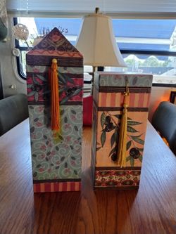 Decorative 2 Tuscan Style Wine Bottle Boxes Silver Swan Gift Box/Decor 15"&11"