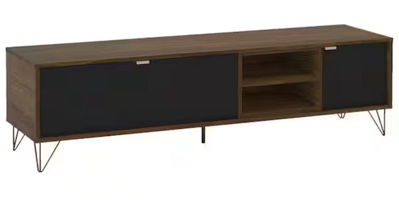 Walnut and Black Tv Stand