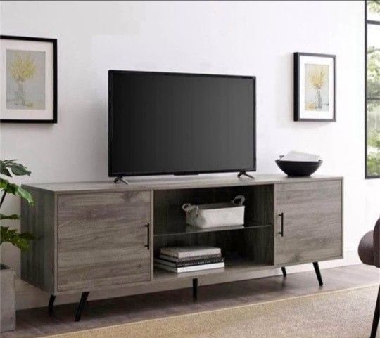 Mid-century Modern Style Gray TV Entertainment (New In A Box )