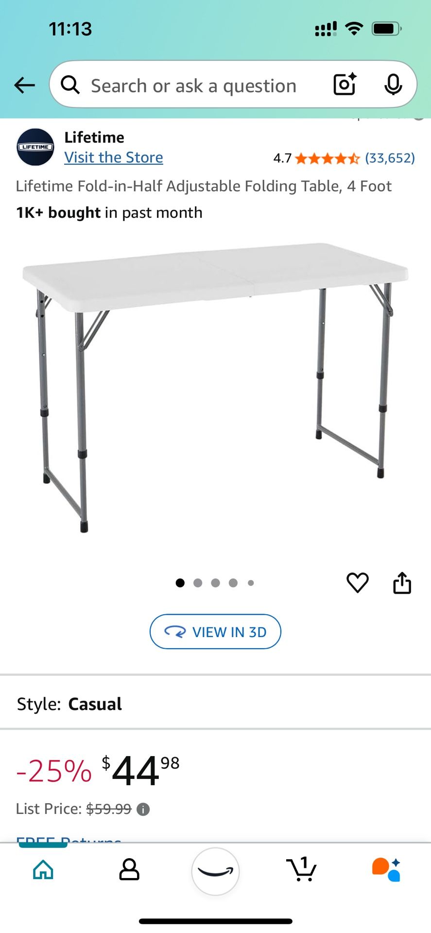 Two Fold-in-half Adjustable Folding Tables