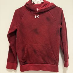 Underarmour Boys Sweatshirt Hoodie Red And Black Abstract Lines Size Medium