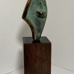 Vintage Signed Felicia Nawa Art Bronze Statue Sculpture Pregnant Lady