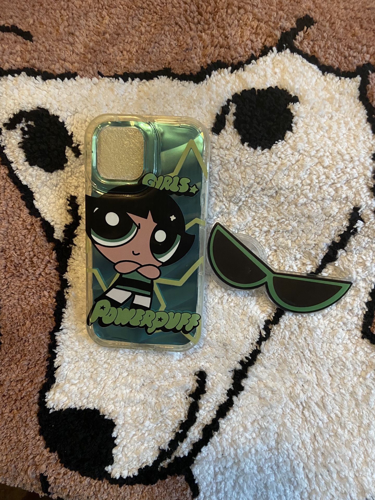 Green Power Puff Girls For 1 Phone 12 Case. With Pop Socket Can Be Use 3. Ways