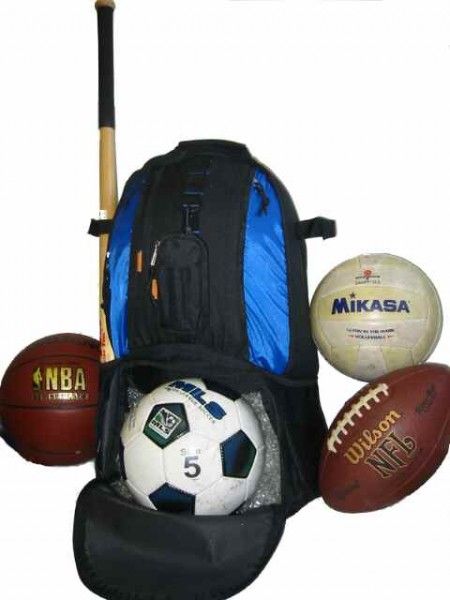 Baseball Backpack with side pocket for Bats Water Bottle compartment for helmet Basketball Volleyball Football Soccer ball Royal Blue