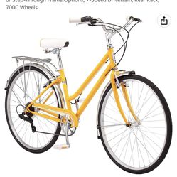 Schwinn Wayfarer Adult Hybrid Bike, Mens and Womens, Step-Over or Step-Through Frame Options, 7-Speed Drivetrain, Rear Rack, 700C Wheels