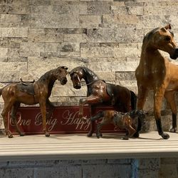 4 Leather Horses 
