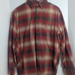 ​Pendleton Mason Men's Flannel Shirt Red Brown Plaid Long Sleeve Button Down