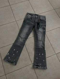 Flared purple jeans grey