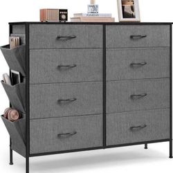8 Drawer Dresser for Bedroom, Chest of Drawers with Side Pockets, Drawer Dividers, Fabric Closet Storage Organizer, 13.8" x 42" x 36", Cha