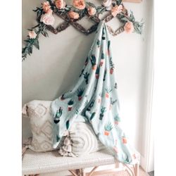 New Super Soft Plush Fleece Cactus whimsical Throw Blanket boho plant lover