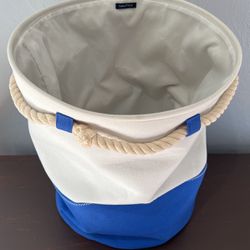 Nautica Canvas Blue And white Lined Hamper & Toy Storage