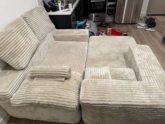 Mercer41 Seren Boneless Cloud Sectional - Beige Corduroy