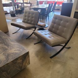Pair of Arhaus Moxie Leather Accent Chairs