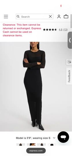 Mesh Crew Neck Long Sleeve Maxi Dress