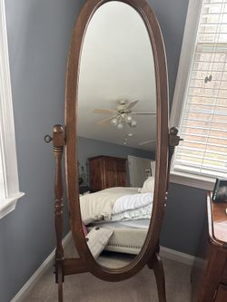Oval Wooden Mirror