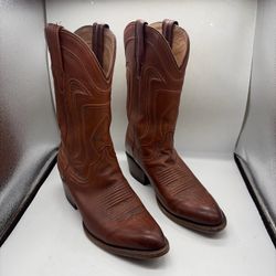 TECOVAS Cartwright Scotch Goat Boots 7.5 Mens Brown Leather Cowboy Western Roper