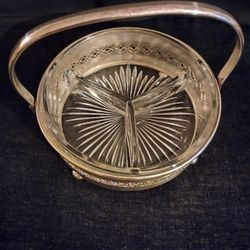 Antique Middletown 3part Glass Condiment Dish