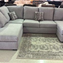 Parkdale Light Gray Double Chaise Sectional Couch 