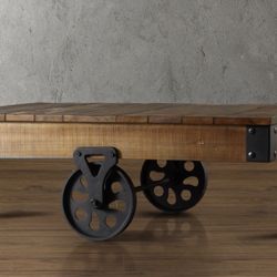 Railroad Cart Wood Plank Coffee Table